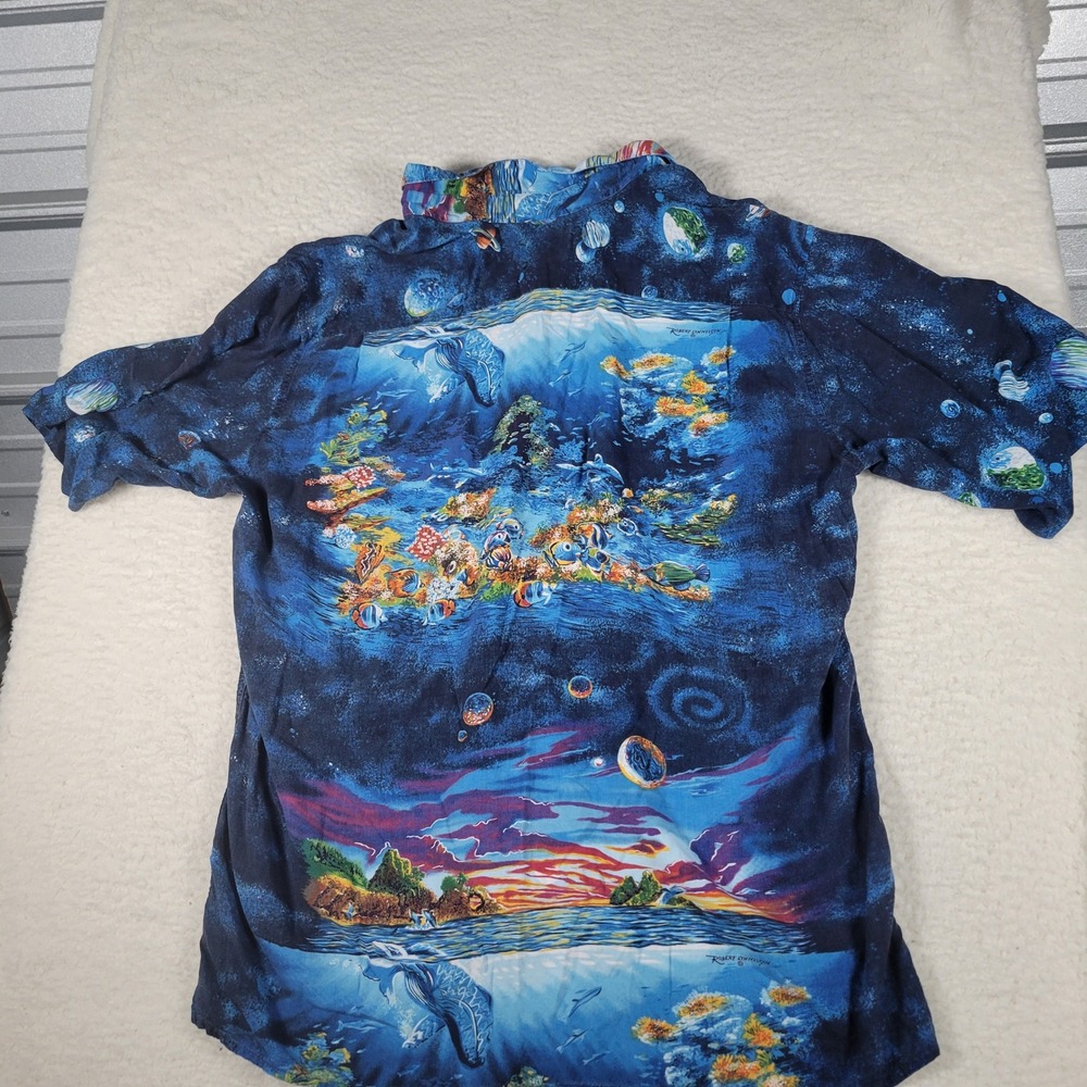 Reyn Spooner‎ Robert Lyn Nelson Shirt Mens L Blue Underwater Space Whale Reef - Picture 9 of 9